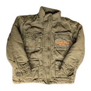 Calvin Klein Jacket Kid's Size 4 Army Green Denim Embroidered Logo Top Gun **